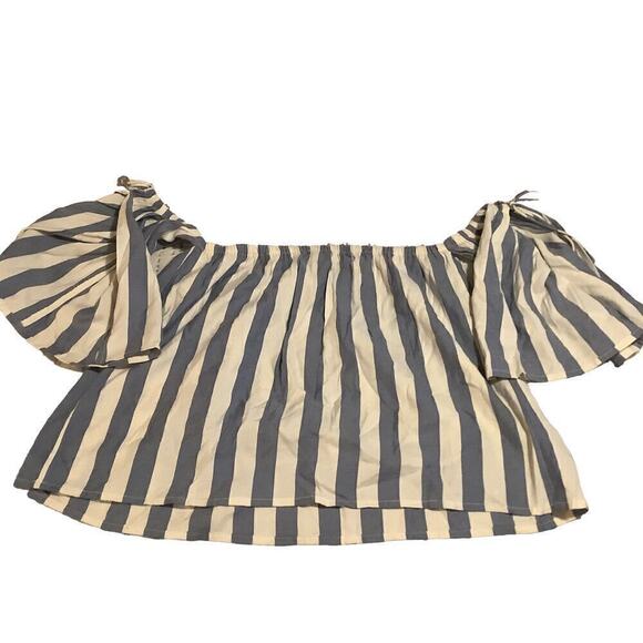 Billabong Striped Top Small Cotton blend Flowy hippie Cropped boho Beachy - Picture 3 of 6